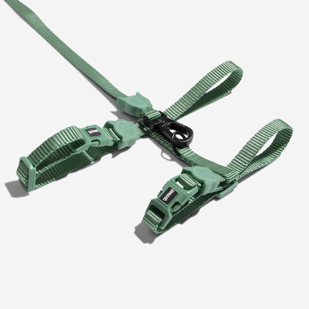 ARMY GREEN HARNESS + LEASH SET
